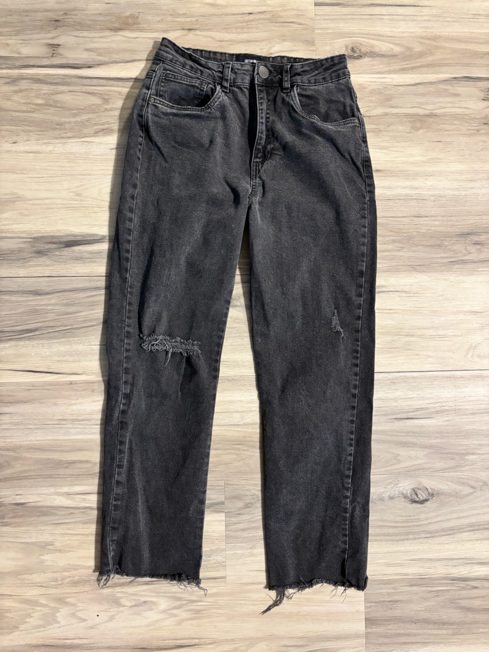 Cotton On Stretch Straight Leg Washed Black High-Rise Jeans